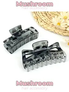 2pcs gray leopard print square hair clip, large shark clip, durable plastic claw clip, spring and summer styling accessory, for women to wear, for thick curly hair, strong clamping force - not falling off, for daily use, travel, weddings, parties