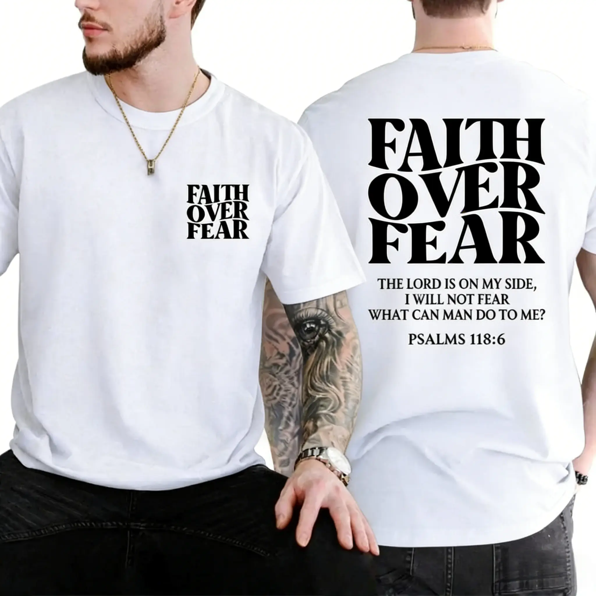 Faith Over Fear Tee Shirt, Christian T-Shirts, Jesusoversized gym shirts