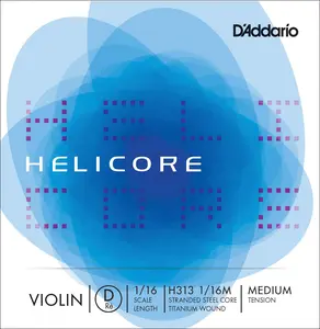 D'Addario Helicore Violin Single D String, 1/16 Scale, Medium Tension
