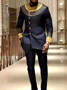 Muslim New African Men's Ethnic Set, High-Quality Embroidered, Trendy and Comfortable, Perfect for Daily Wear, Stylish and Unique Design, Unique African Style