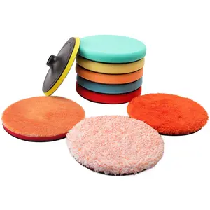 9Pcs Polishing Pads Kit, 7 Inches Large Size Buffing Pads, Car Foam Buffing Sponge Pads Kit with 5/8"-11 Backing Plate for Car Care Polisher Boat Waxing, Polishing, Sealing Glaze