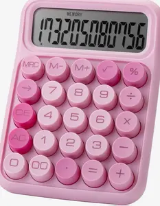 Mechanical Switch Calculator - 12 Digit Large LCD Display, Pink with Big Buttons