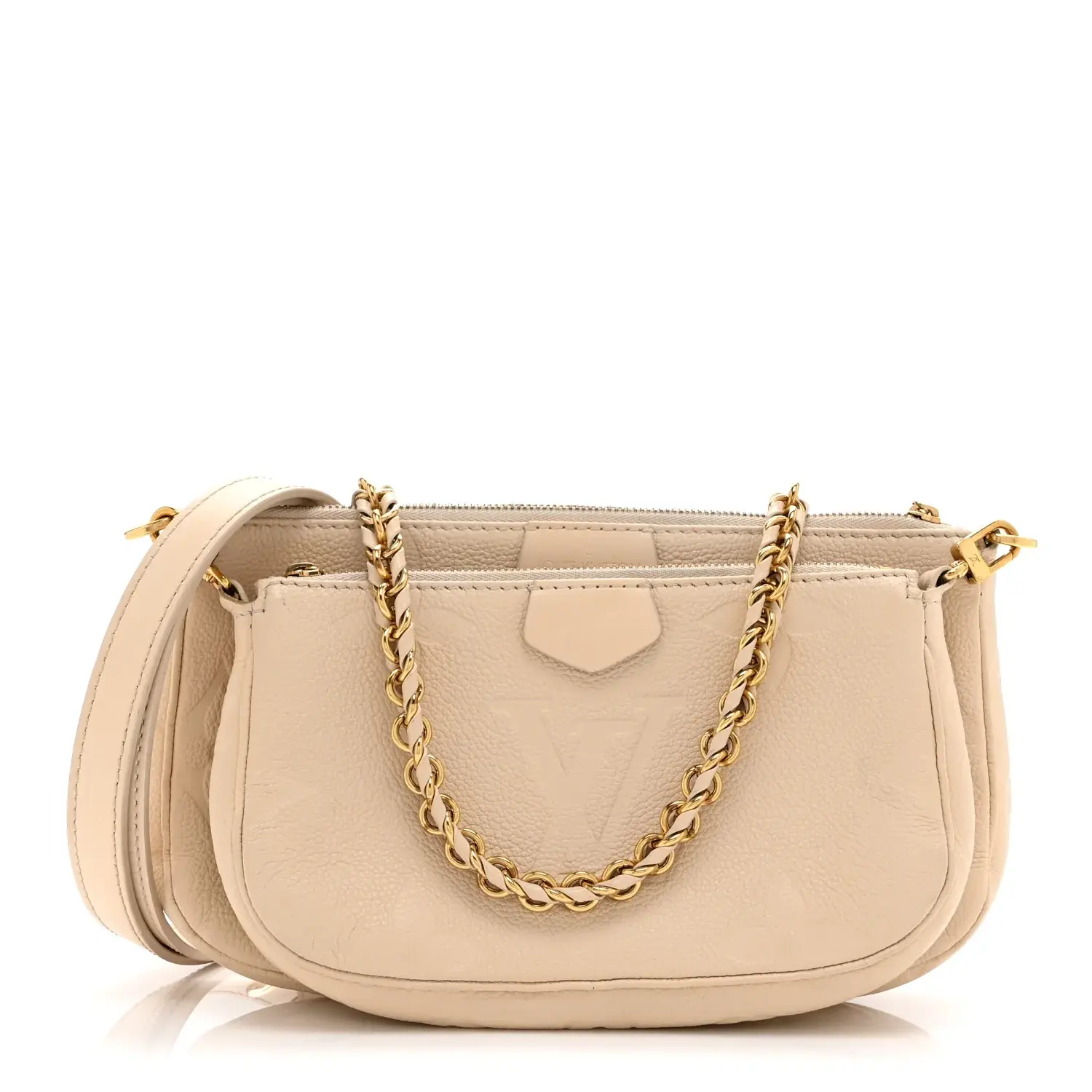 Pre-owned Louis Vuitton Monogram Empreinte Embossed Grained Cowhide Leather Shoulder Bags Empreinte Monogram Giant Multi Pochette Accessories Cream