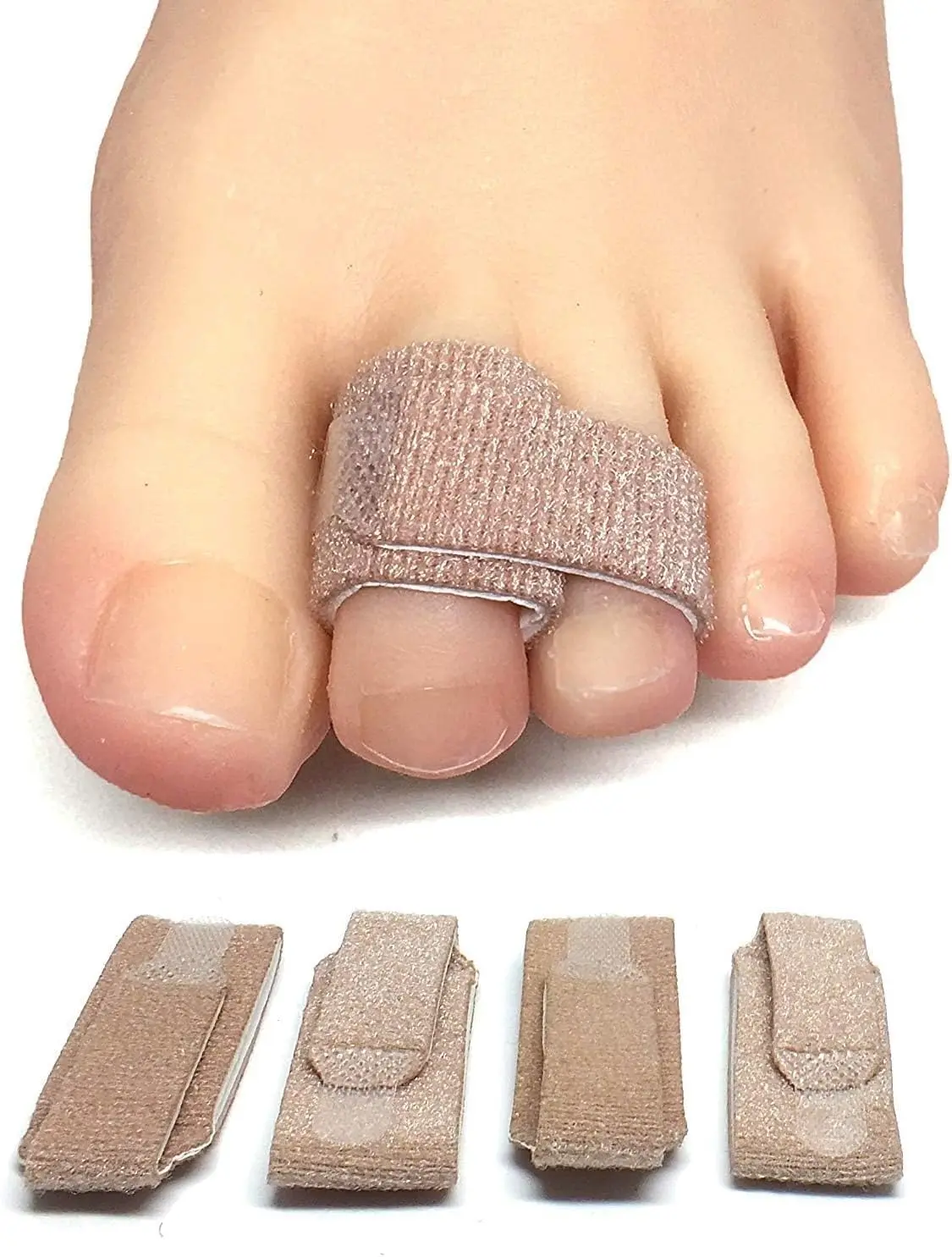 Hammer Toe Straightener, Broken Toe Splint & Buddy Wraps, 4 Ct | Buddy tape alternative for broken toe. For women & men. Foam-padded, adjustable hold. Washable & reusable. Fits in any shoe.
