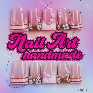 Delicatething Y2K Style Duckbill Nail Tips, Handmade Quality Wearable Nails, 4 Sizes XS S M L, Perfect Gift for Girls, Family Gatherings, Dates, Parties, Versatile Use