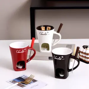 Mini Heatable Chocolate Fondue Cup, Ceramic Small Capacity Water Cup, Simple Design, Ideal for Melting and Serving