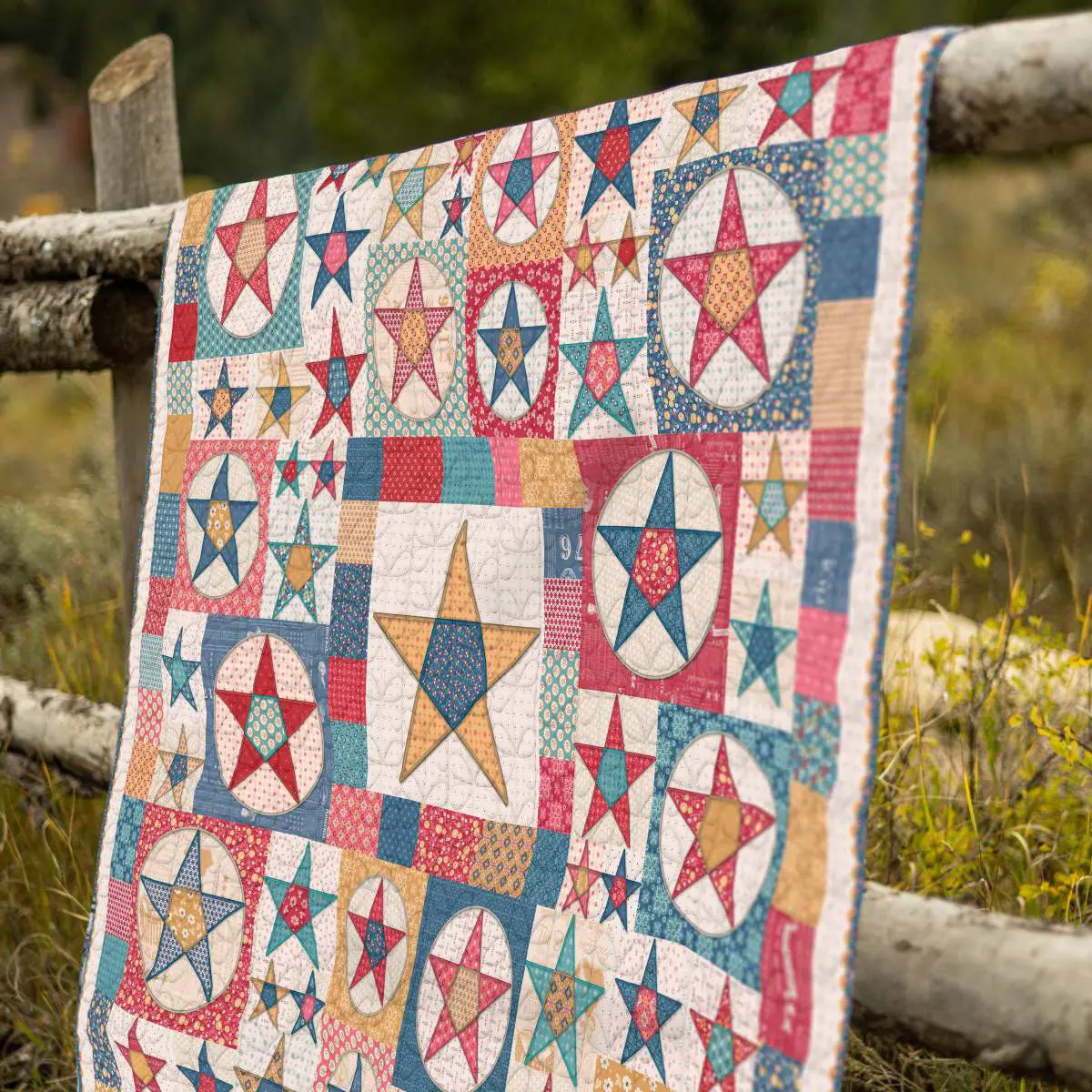 Lori Holt Machine Embroidery FABRIC KIT Americana Farmhouse Star Quilt Projects