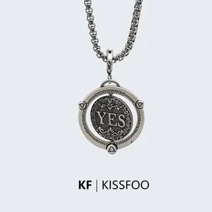 KISSFOO Rotating Yes or No Decision Coin Necklace Unisex Daily Accessory