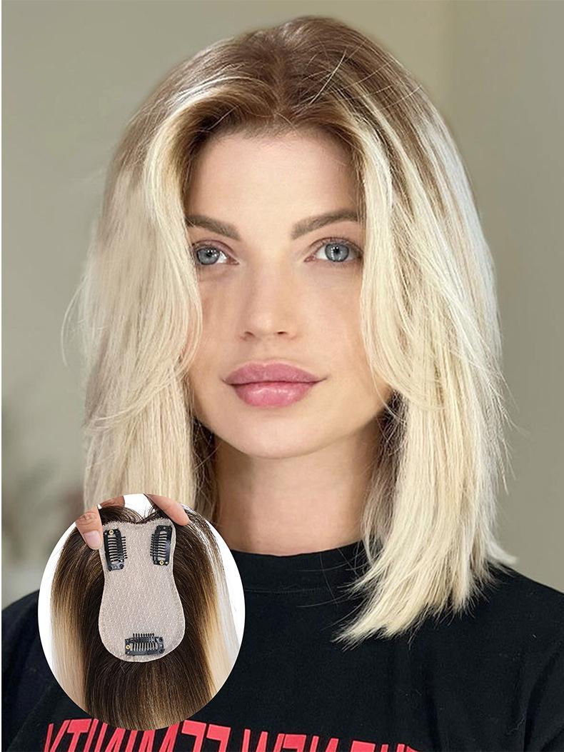 "100% Human Hair 3D Air Bangs Middle Part Clip-In Fringe Extensions, 7×11 Hand-Tied Hair Topper, Invisible T-Shape Secure Clips, Natural Seamless Look for Women 8-12 Inch "	