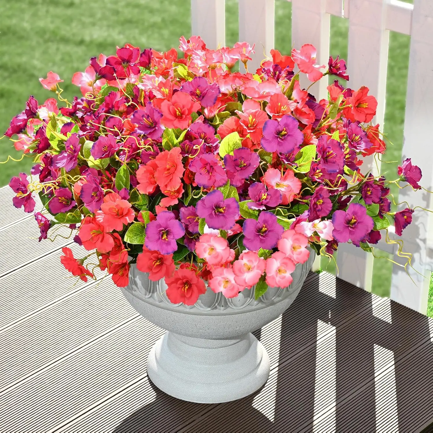 Artificial Flowers for Outdoors, 6 Bundles Artificial Flowers for Decoration UV Resistant, Realistic Artificial Plants & Flowers Fake Flowers for Front Porch Window Box Outdoor Spring Decor