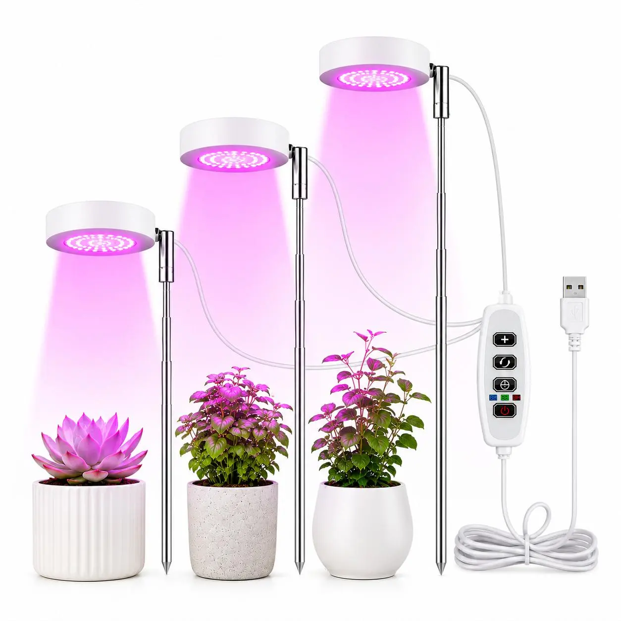 Full Spectrum Plastic LED Grow Light - USB-Powered Ring Lamp with Auto Timer, Adjustable Height, 360° Angle Rotation, Flexible Positioning for Indoor Seedlings, Herbs (Energy-Efficient)