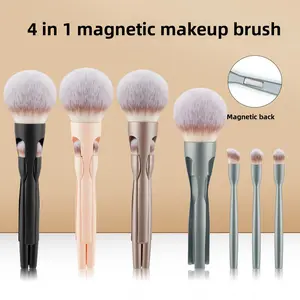 4-in-1 Magnetic Makeup Brush Set – Soft Fluffy Multi-Use Face & Eye Brushes for Foundation, Blush & Contour, Portable Travel Beauty Tool, Viral Must-Have Makeup Accessories