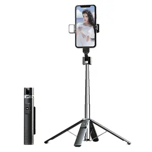 Bluetooth Selfie Stick Tripod with Fill Light  Extendable Aluminum Phone Stand | Wireless Remote, Dual Light Vlogging Stick