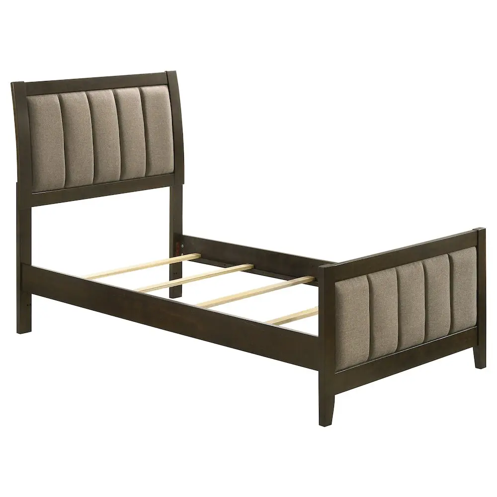 Wilkes 51-in Sturdy Durable Soft Upholstered Twin Bed - Dark Cocoa Single Indoor Furniture for Modern Bedrooms