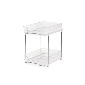 Clear Bathroom Under Sink Organizer, 2-tier Multi-purpose Bathroom Storage Rack, Stackable Kitchen Pantry Organization, Pull Out Medicine Cabinet Organizer, Bathroom Organizing Accessories