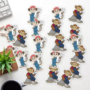 Stickers Pack 20 Pcs Monkey Vinyl Colorful Mechanic Car Waterproof Laptop with Guitar Wrench Skateboard Bike Water Bumper Bottle Aesthetic Luggage