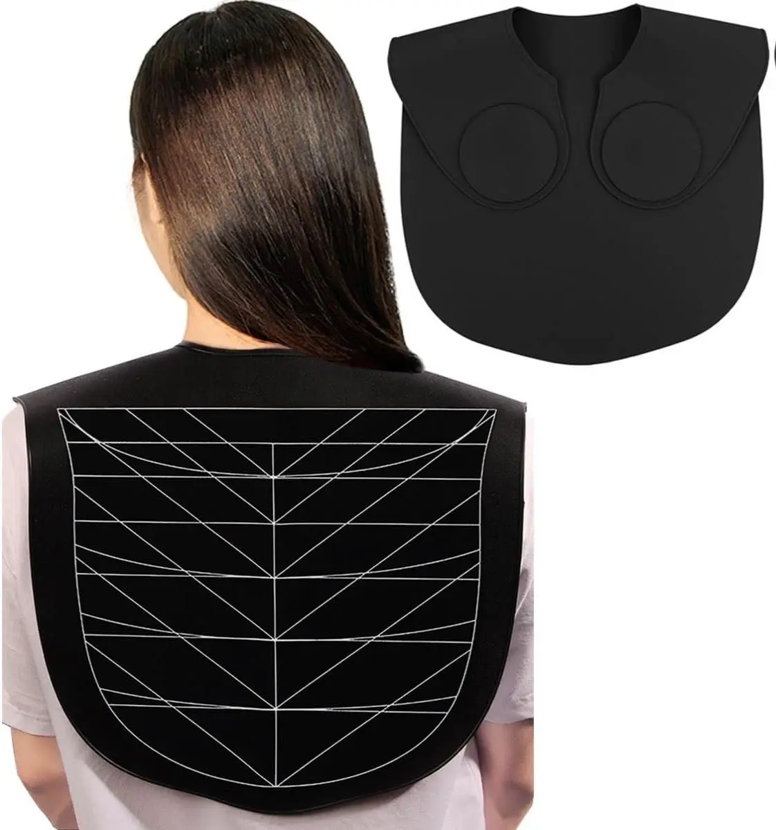 Hair Cutting Guide Collar – Silicone Waterproof Hair Cutting Cape with Guidelines, Weighted Neck Wrap, and Shoulder Mat for Hair Stylists – Adjustable Haircut Bib for Salon or Home Use, Large Size