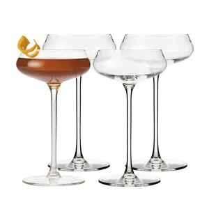 Libbey Signature Stratford Coupe Cocktail Glasses Set of 4, Artful, Lavish Coupe Martini Glasses, Stemmed Cocktail Glasses for Weddings, Birthdays