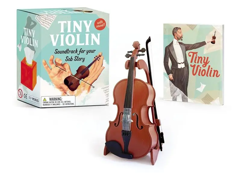 Tiny Violin Mini Sound Toy with Strings, Bow, Book, Display Stand & Chinrest - Soundtrack-Infused Funny Gag Gift for Friends, 2026 Christmas Stocking Stuffer