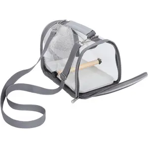 Portable Bird Travel Carrier Bag with Perch, Lightweight Small Grey Cage for Parakeet and Lizard Outdoor Transport, Portable Pet Birdcage for Travel and Adventures outdoorfun