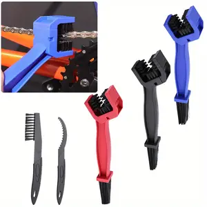 5 Pieces Bicycle Chain Cleaning Tool Set Motorcycle Chain Brush Crankset Brush Bike Clean Brush Kit for Gears Maintenance Cleaning Tool, Orange Black