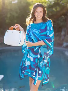 SERENA silk caftan Flowerland Blue