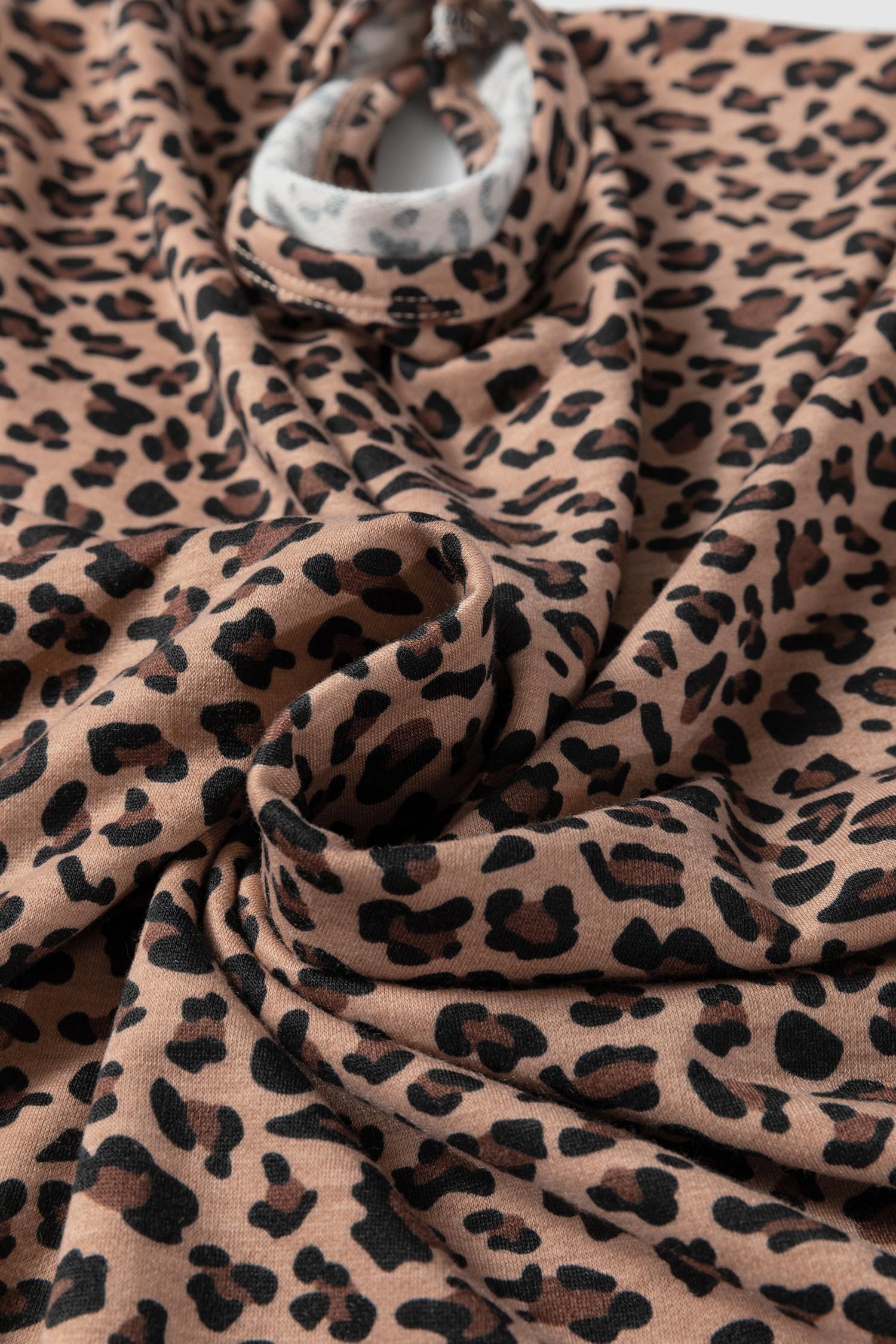 Mntaor Women’s Brown Leopard Print High-Low Loose Top & Ankle-Length Drawstring Pants Set Soft Casual Outfit for Everyday Wear Weekend Errands or Stylish Loungewear Pajama