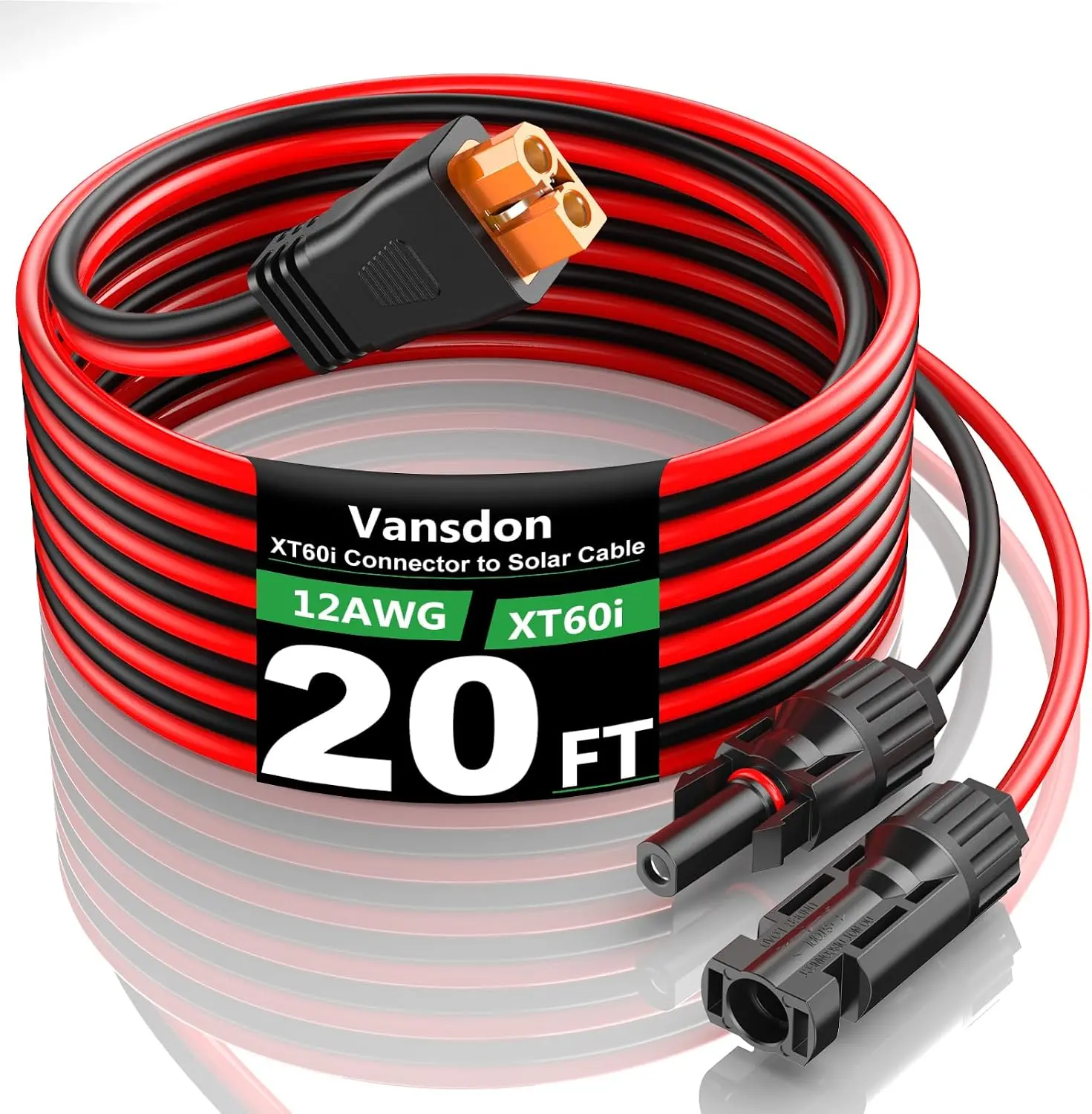 to XT60i Extension Cable 12AWG 20FT Connector to XT60i Adapter Charging Cable for Station, Generator, Panel, Battery, RV