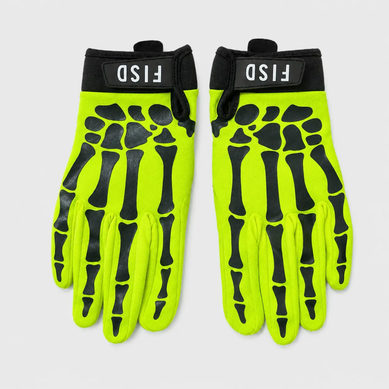 Bold Glow in the Dark Skeleton Pattern Full Finger Grip Sports Gloves - Football Gloves for Flag Football, Cycling