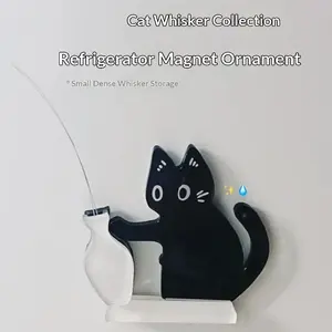 Multi-Functional Cat Fridge Magnet - Flower Vase & Pet Hair/Whisker Storage, Magnetic Display Decor