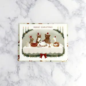 Animals Dinner Party Christmas Card