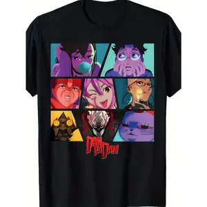 Dandadan Anime Print T-Shirt, 100 Cotton Crew Neck Short Sleeve Tee, Casual All-Season Knit Fabric Top for Adults, Regular Fit Weekend Casual Wear, Anime T Shirt