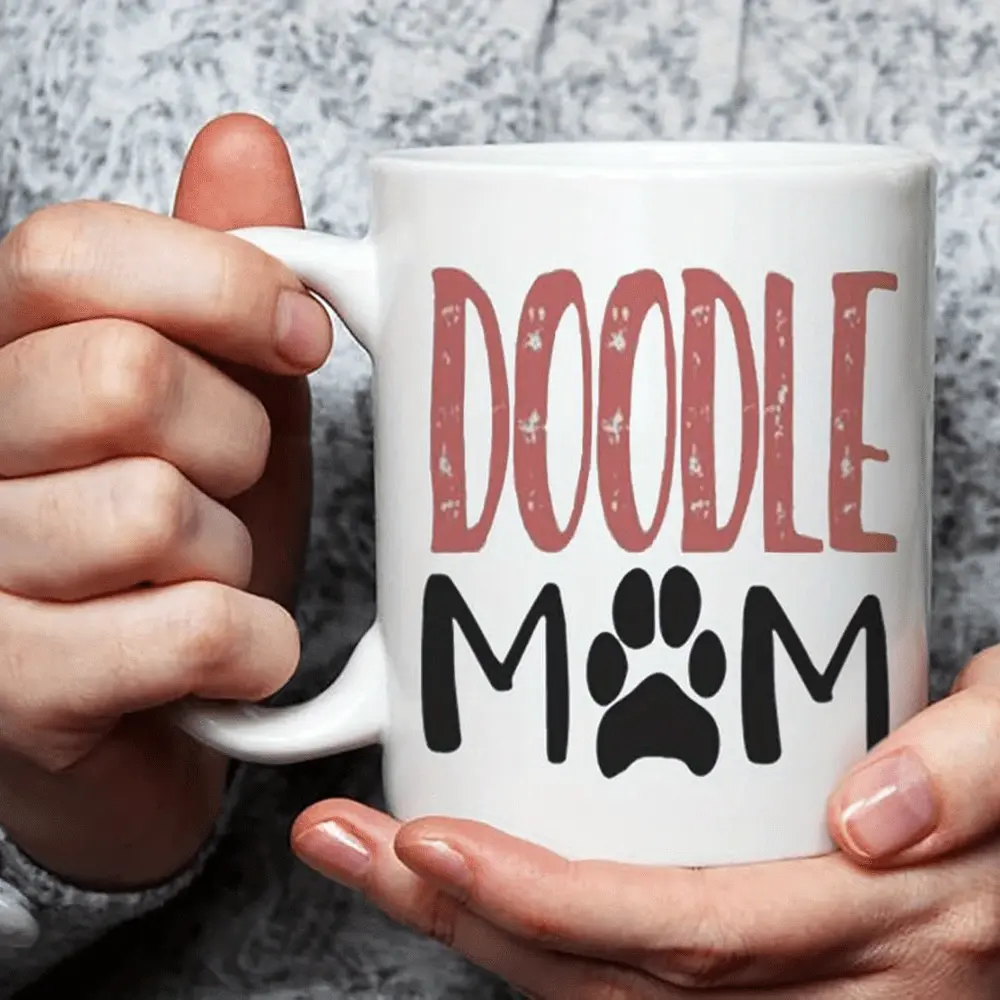 1pc, 11oz, Golden Doodle Lover Doodle Mom Pattern Coffee Mug - Cute Dog Mom Coffee Mug for Daily Water Coffee Drinking