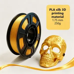 Silk Gold Pla Filament 1.75mm, 3D Printer Filament, 250g Spool, Dimensional Accuracy +/- 0.02mm, Fits Most 3D Printers, Metallic, Glossy, Smooth effect