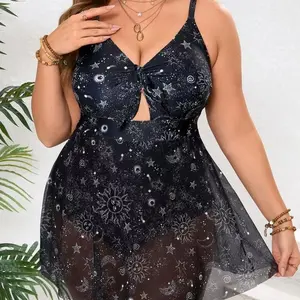 Plus Size Swimsuit Women Tankini  Print Bikini Beachwear Bathing Suit Swimwear