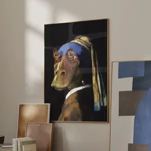 The Meesa Girl the girl with the pearl Earings Funny Poster posters room decor Home Decor Wall Decor Art Abstract Face Design Artistic Room Decoration