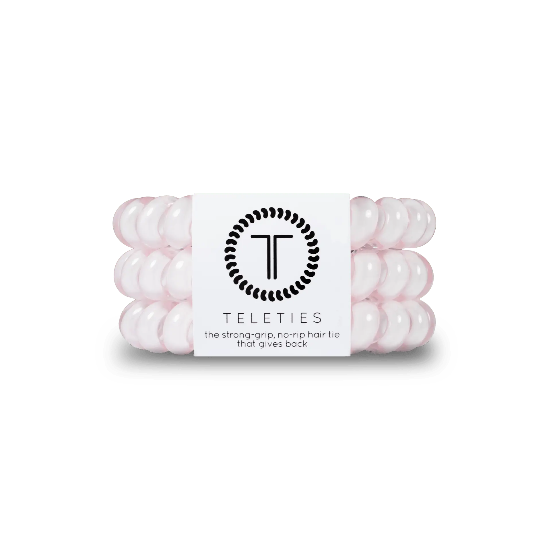 TELETIES - Rose Water Pink - Large -Hair Ties - Pack of Three - Strong Grip Scrunchie