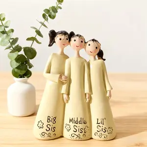 Mini Three Sisters Resin Statue Ornament – Heartwarming Home Desktop Decor & Perfect Easter/Housewarming Gift for Sisterly Friendship
