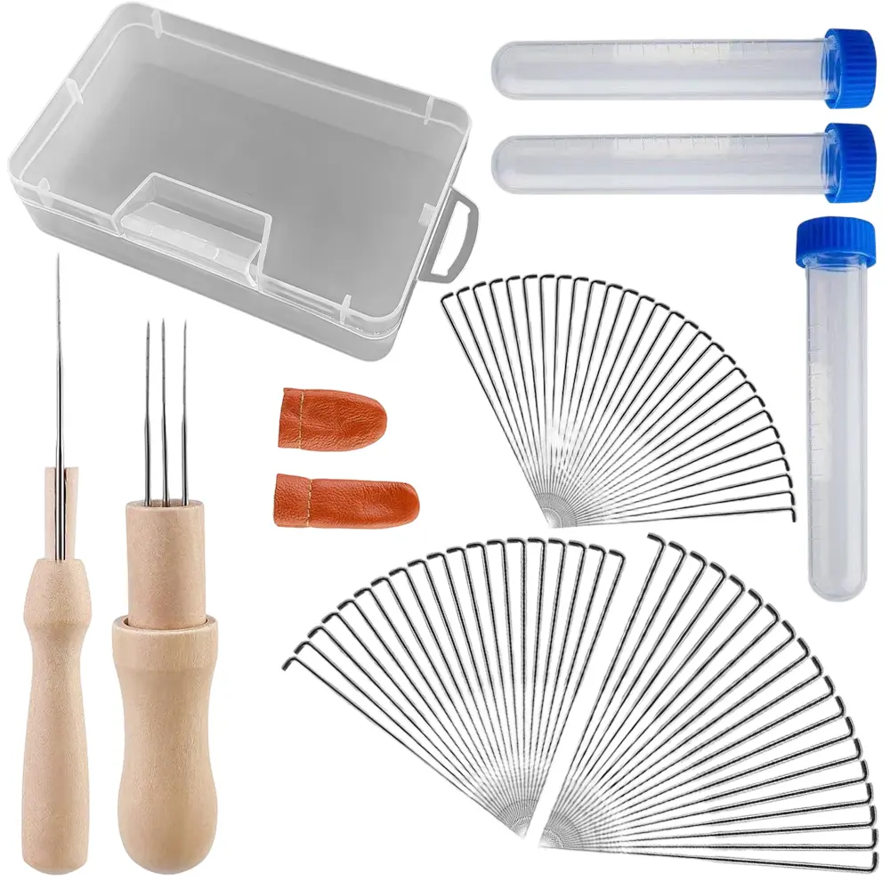 A Set of 74 Pcs  Needles Wool Felting Needles Tools Needle Felting Supplies Felting Tools Needle Felting Tool with 3 Sizes Felting Needles for Beginner Professional,Hand Tools Kits