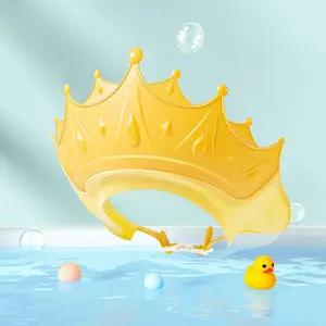 Cute Kids Cartoon Crown Shaped Shower Cap, 1 Count Reusable Silicone Shower Cap for Kids, Bathroom Supplies for Home Use