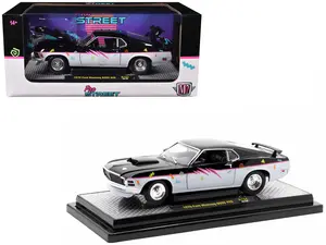 1970 Ford Mustang BOSS 429 "Pro Street" Black and Gray with Graphics Limited Edition 1/24 Diecast Model Car by M2 Machines