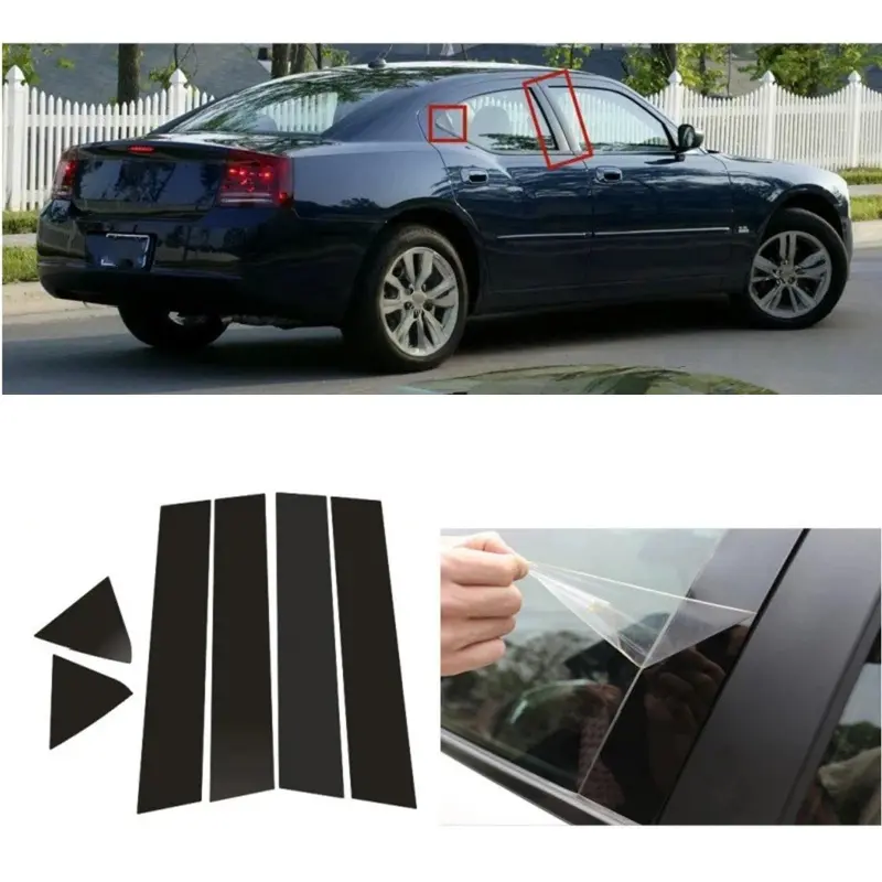 For Dodge Charger 2006-2010, 6pcs Window Trim Covers Center Film Column B C Pillar Posts Sticker Automotive Decals Automobile Decals Car Accessories