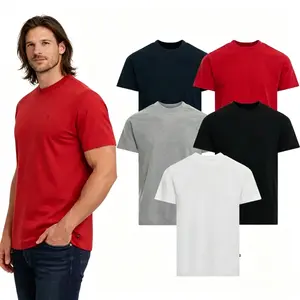 5-piece men's round neck pure cotton T-shirt classic casual fashion short sleeved daily basic S-XXXL