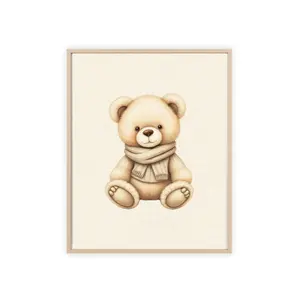 Classic Cozy Teddy Bear, Beige Background