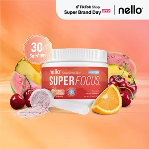 Nello Superfocus – Nootropic Drink Mix with Lion’s Mane, Rhodiola & Alpha-GPC – 30 Serving Tub – Supports Memory, Brain Health & Mental Stamina, Enhances Clarity & Sharpness, Helps Fight Brain Fog – Travel Packets (30 Servings)