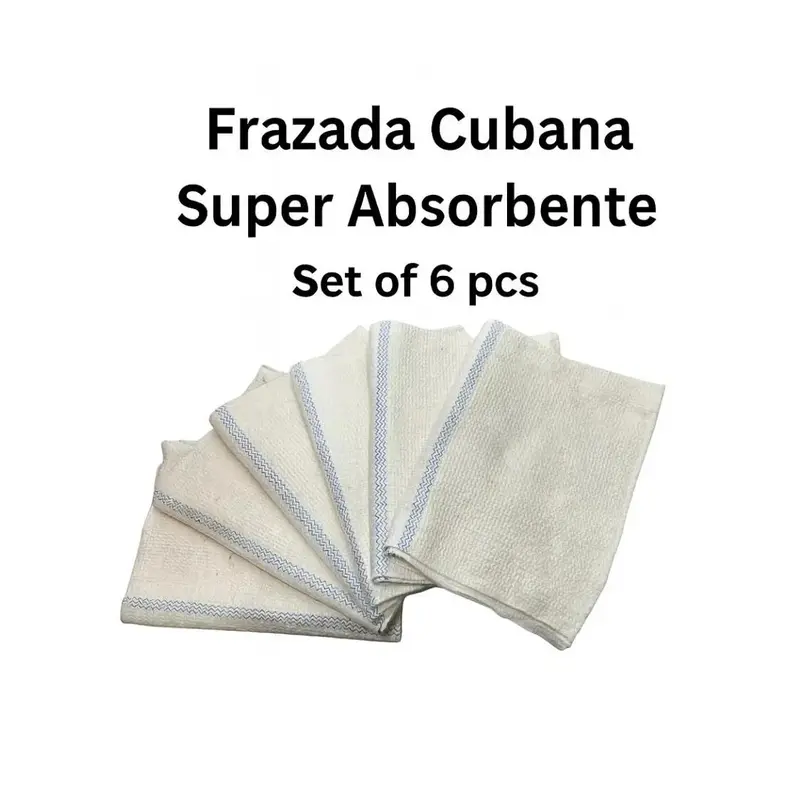 Cuban Style Mop Cloth Set of 6 100% Cotton Ultra Absorbent Cleaning Cloths Wipe Household