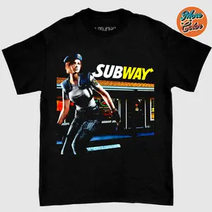 Jill Valentine Resident Evil Subway Jill Sandwich Cotton Unisex T-Shirt,Crew Neck, Size S- 4XL, Menswear Top, Womenswear Top Underwear Streetwear