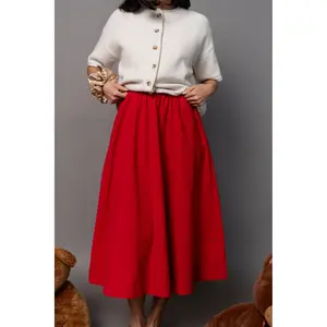 Rosebud Maxi Skirt with Pockets and Elastic Waist