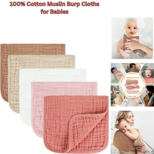 100% Cotton Muslin Burp Cloths, Unisex 10x20 Inch Soft Absorbent Essentials, Newborn Gift, Baby Shower & Easter Gift