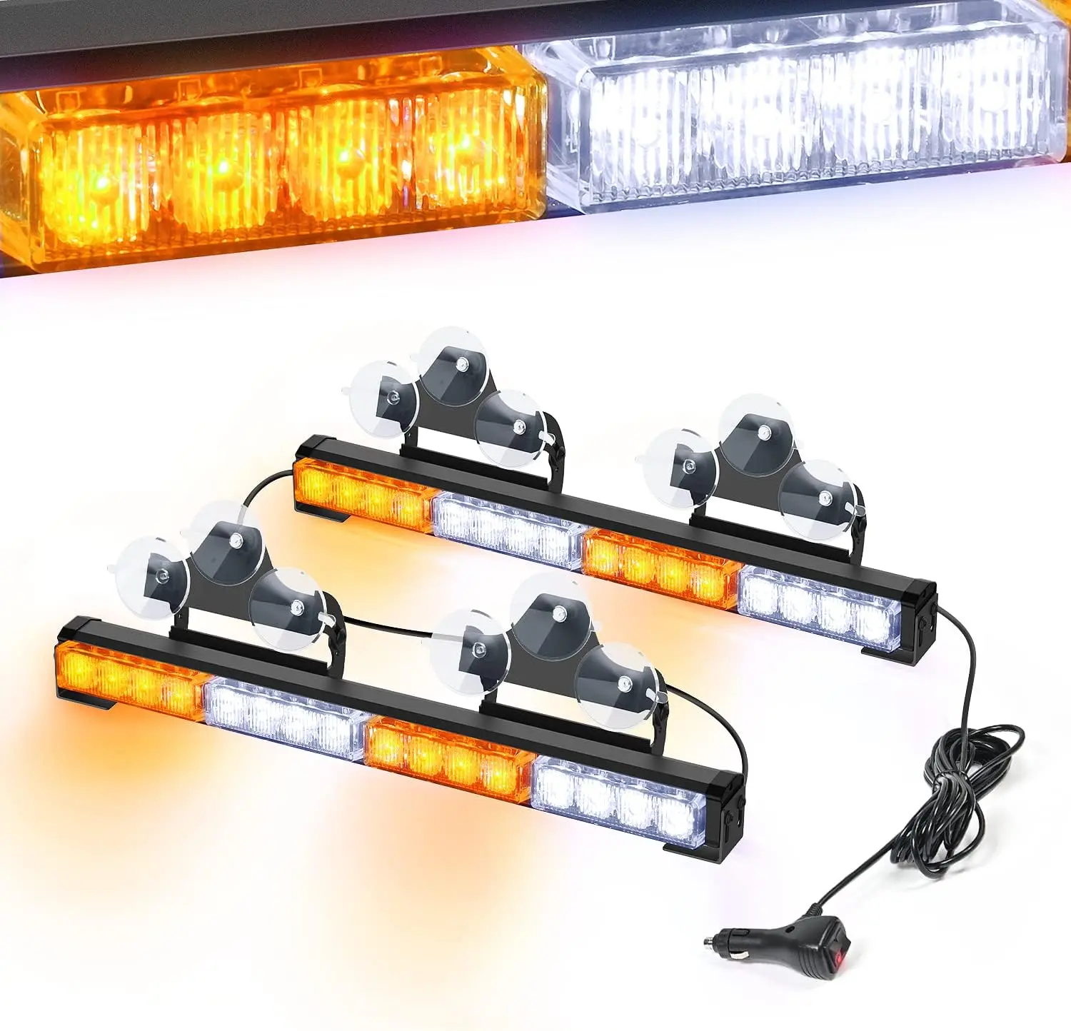 Nilight Traffic Light Bar 2 In 1 17Inch 32LED 23 Flash Patterns Directional Safety Lights with Cigar Lighter on Trucks Construction Vehicles, Led Work Light Led Backlights